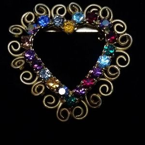 Rhinestone heart brooch